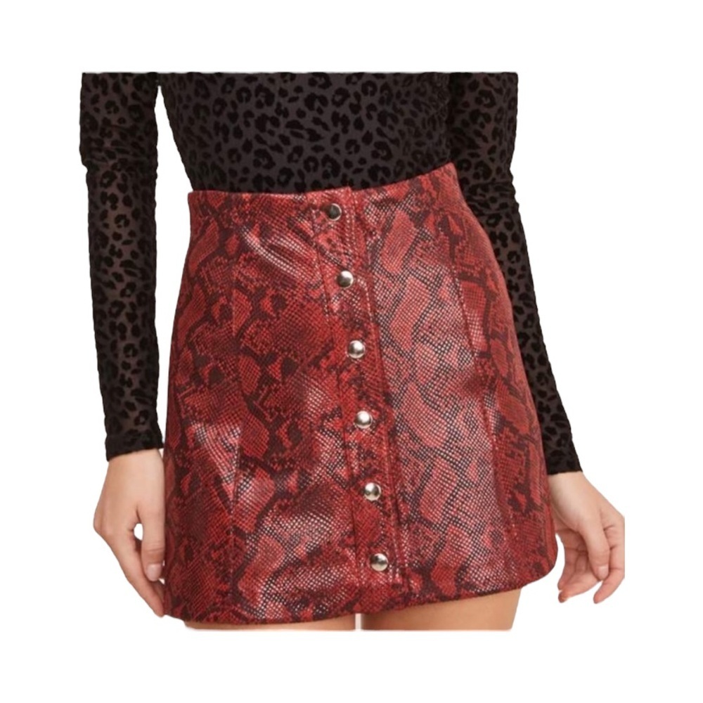 Astr Come Slither Ruby Python Mini Skirt - image 2